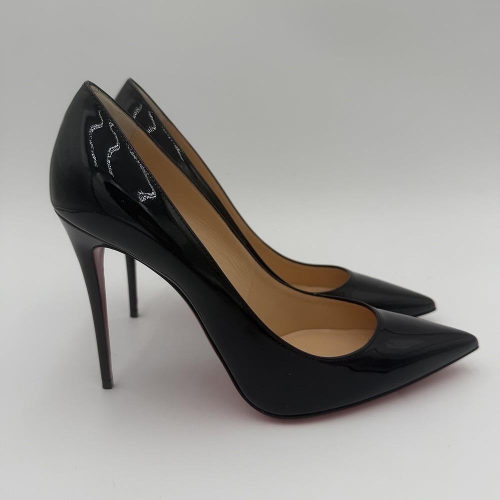 Christian Louboutin Miss Z 100MM Black Patent Leather Pumps Womens 10.5 EU 40.5